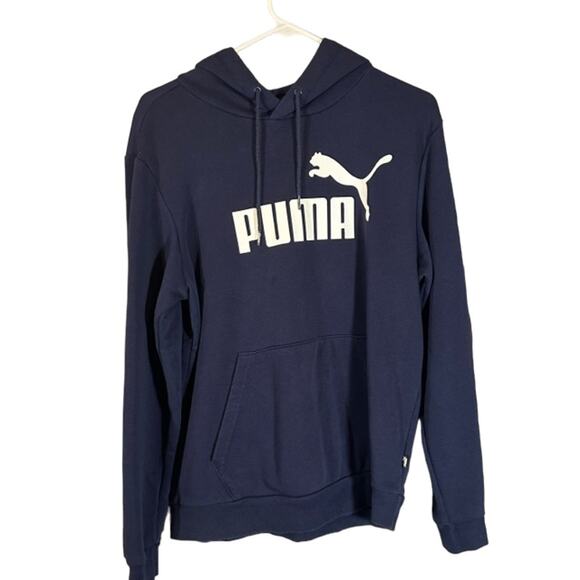 Puma Navy Blue Puma Logo Cotton Blend Long Sleeve Casual Sweatshirt Men Sz S - Picture 1 of 8
